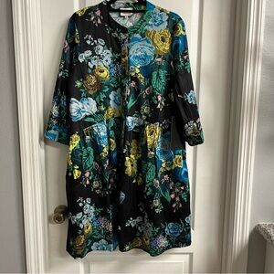 Tuckernuck Black Verdant Floral Royal Shirt Dress